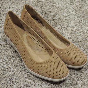 Naturalizer N5 Comfort Wedge Heels Tan Leather